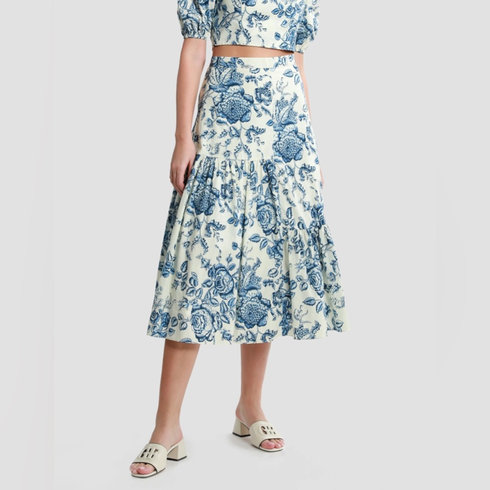 Gianfranco FERRE Floral-Print Tiered Midi Skirt - Picture 2 of 7